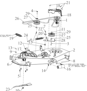Deck Diagram and Parts List for XT1-LT50KH (13AQA1CZ210)(2019) Cub Cadet Lawn Tractor